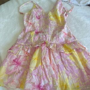 Loveshackfancy Floral Pink and Yellow Dress